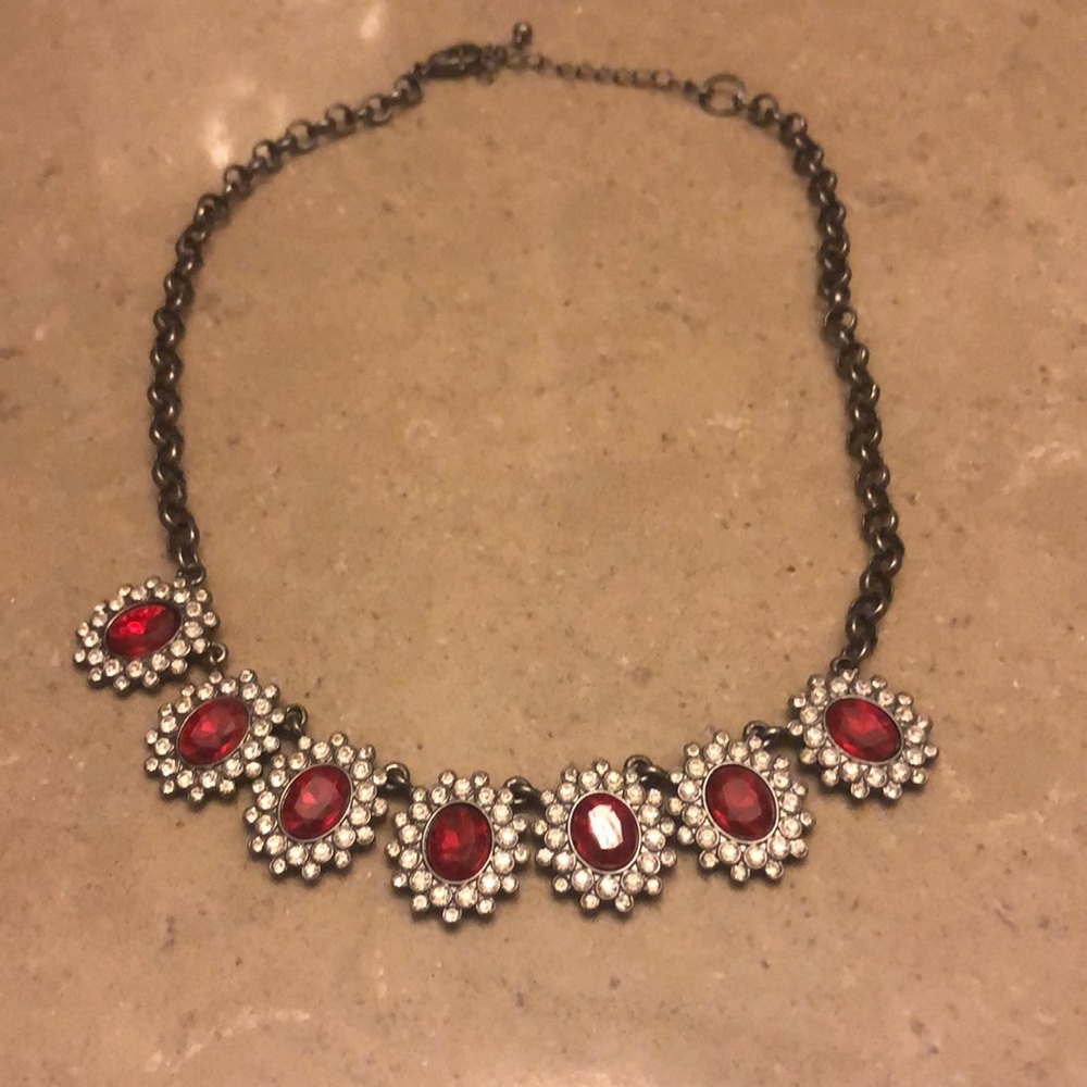 Statement necklace red jewels